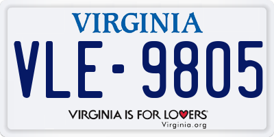 VA license plate VLE9805