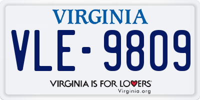 VA license plate VLE9809
