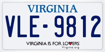 VA license plate VLE9812