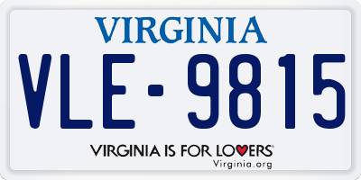 VA license plate VLE9815