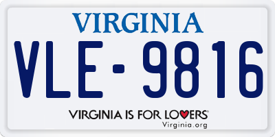 VA license plate VLE9816
