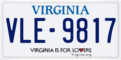 VA license plate VLE9817