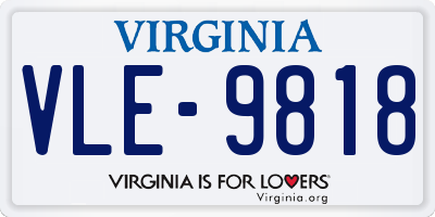 VA license plate VLE9818