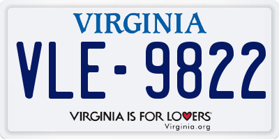VA license plate VLE9822
