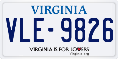 VA license plate VLE9826