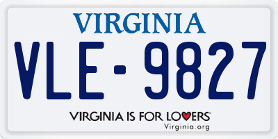 VA license plate VLE9827