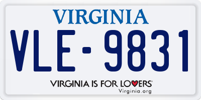 VA license plate VLE9831