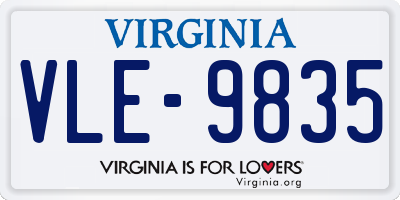 VA license plate VLE9835