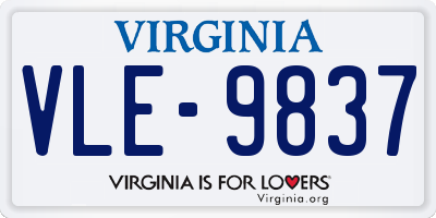 VA license plate VLE9837
