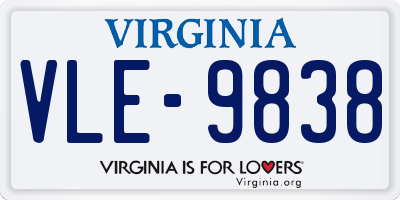 VA license plate VLE9838