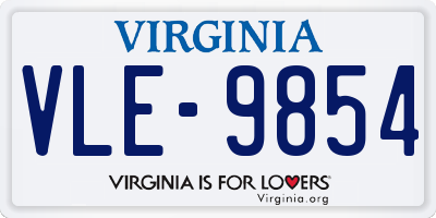 VA license plate VLE9854