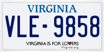 VA license plate VLE9858