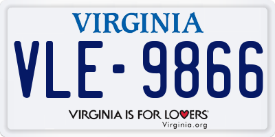 VA license plate VLE9866