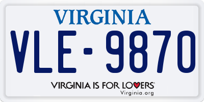 VA license plate VLE9870