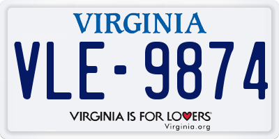 VA license plate VLE9874