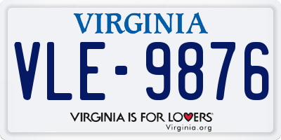 VA license plate VLE9876