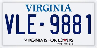 VA license plate VLE9881
