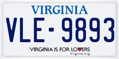 VA license plate VLE9893