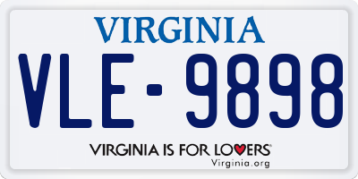 VA license plate VLE9898
