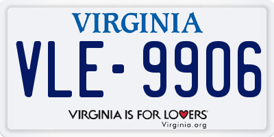 VA license plate VLE9906