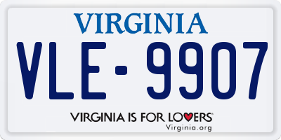 VA license plate VLE9907