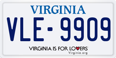 VA license plate VLE9909