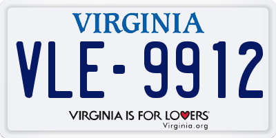 VA license plate VLE9912