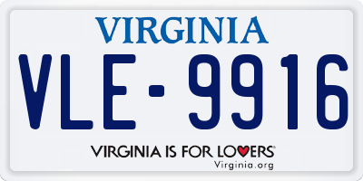 VA license plate VLE9916