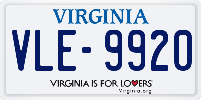 VA license plate VLE9920