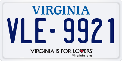 VA license plate VLE9921