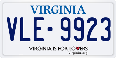 VA license plate VLE9923