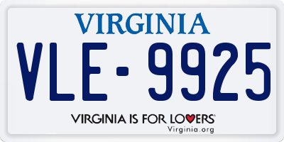 VA license plate VLE9925