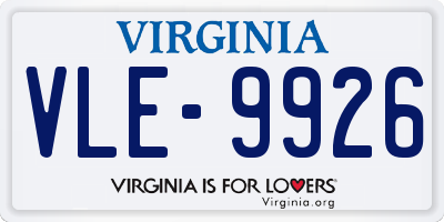 VA license plate VLE9926