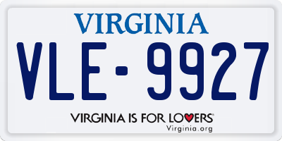 VA license plate VLE9927