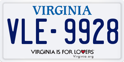 VA license plate VLE9928