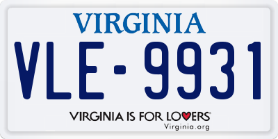 VA license plate VLE9931