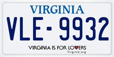 VA license plate VLE9932