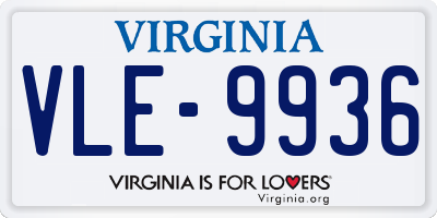 VA license plate VLE9936