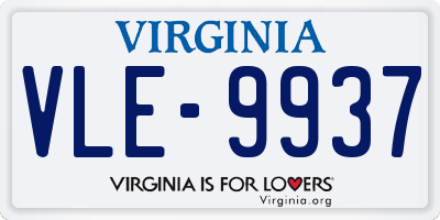 VA license plate VLE9937