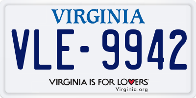 VA license plate VLE9942