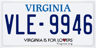 VA license plate VLE9946