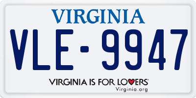 VA license plate VLE9947