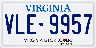 VA license plate VLE9957