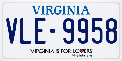 VA license plate VLE9958