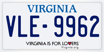 VA license plate VLE9962