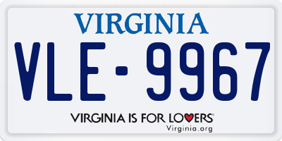 VA license plate VLE9967