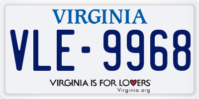 VA license plate VLE9968