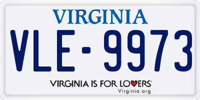 VA license plate VLE9973