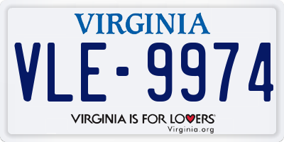 VA license plate VLE9974