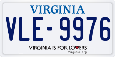 VA license plate VLE9976